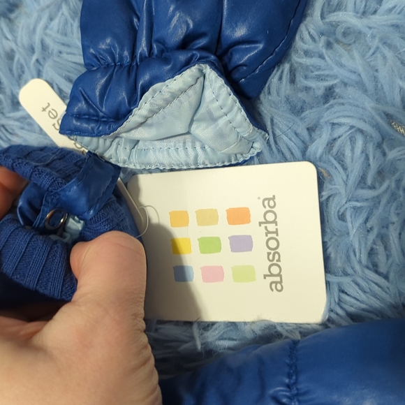 Absorba NWT Infant 0-3M Winter One Piece with detachable hood and mittens - Blue - Picture 3 of 8